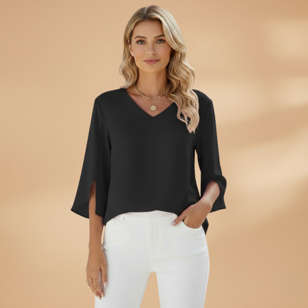 Alice | Women's V-Neck Split Sleeve Relaxed Blouse