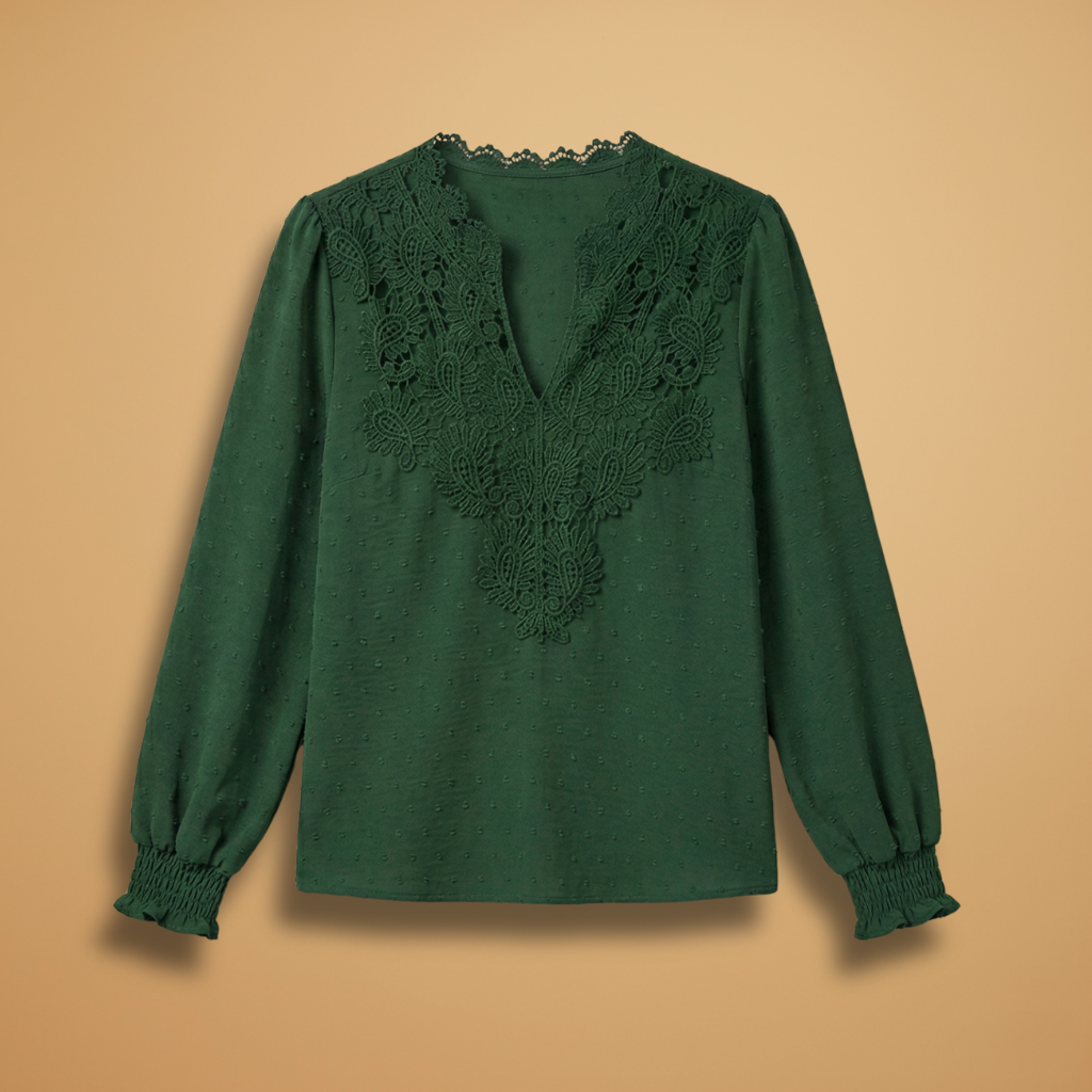 Lucy | Women's Lace Trim Dobby Chiffon Blouse