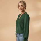 Lucy | Women's Lace Trim Dobby Chiffon Blouse