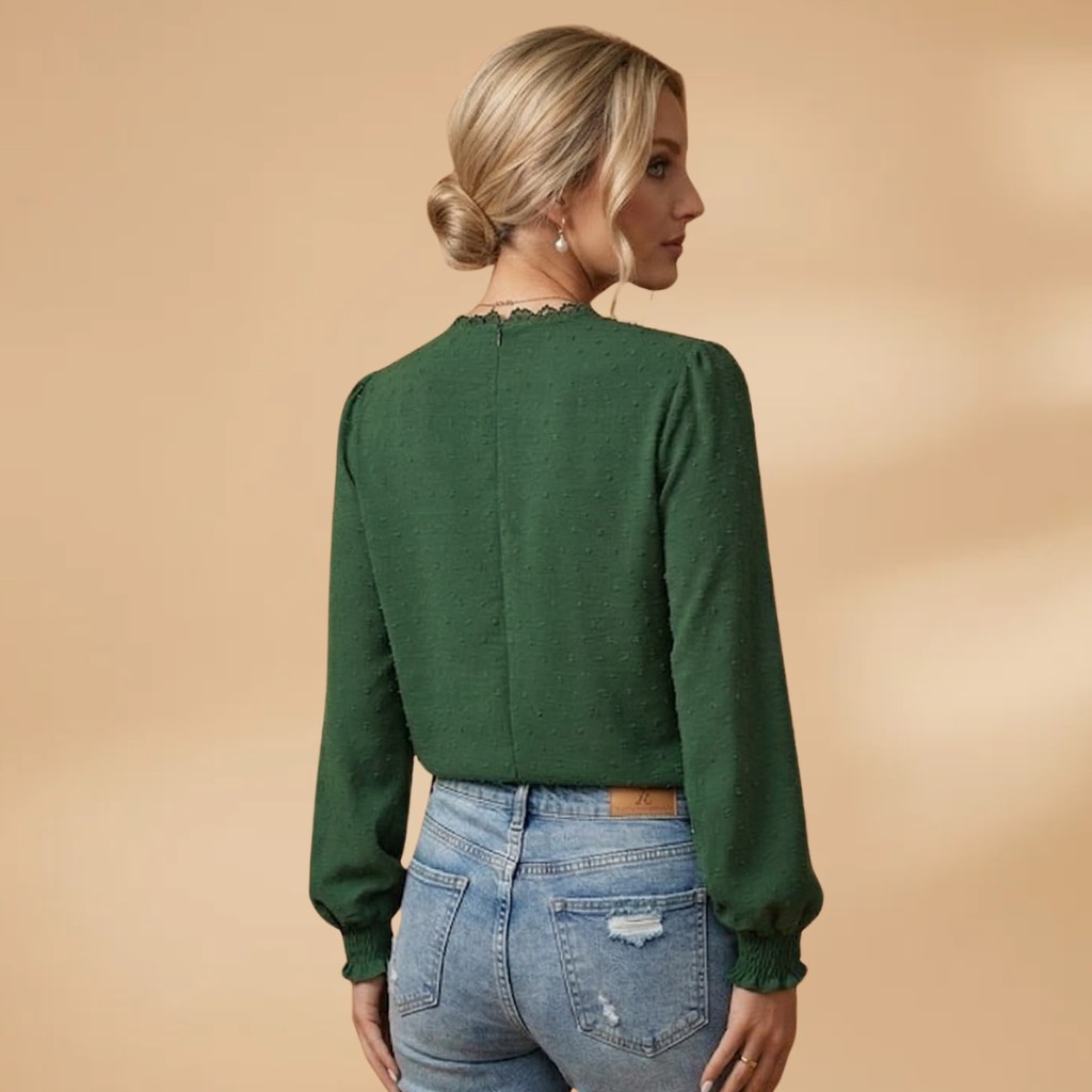 Lucy | Women's Lace Trim Dobby Chiffon Blouse