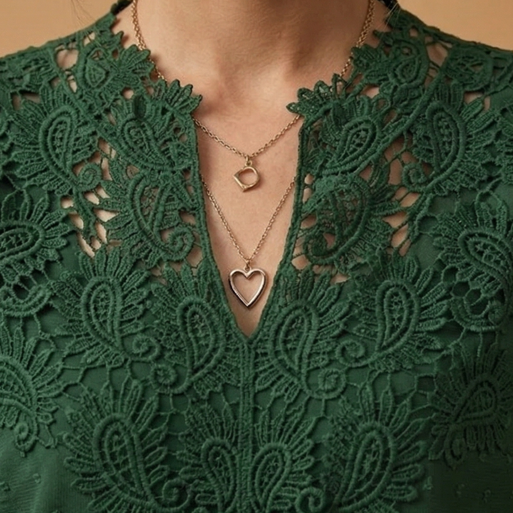 Lucy | Women's Lace Trim Dobby Chiffon Blouse
