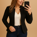 Margaret | Women's Black Lightweight Open Front Cropped Blazer