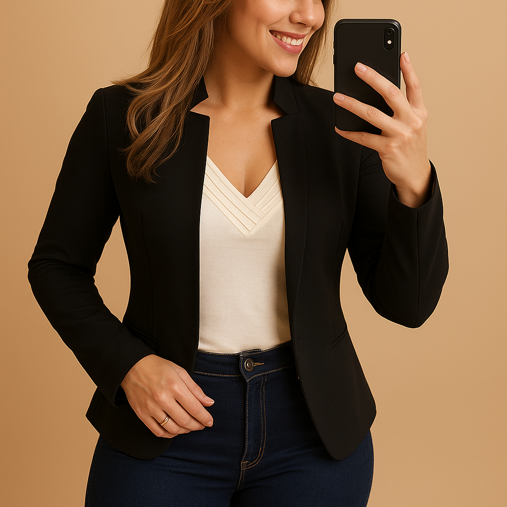 Margaret | Women's Black Lightweight Open Front Cropped Blazer