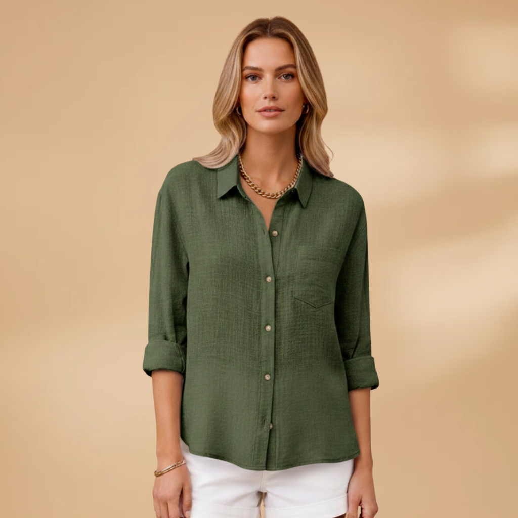 Emma | Women's Relaxed Linen Shirt with Chest Pocket