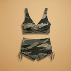 Mandy | Women's Camo Print Twist Front Bikini & Boyshort Set