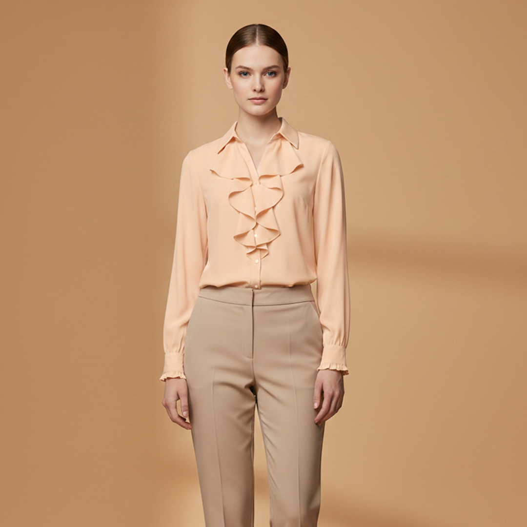 Katie | Women's Ruffle Front Chiffon Blouse
