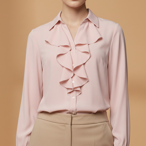 Katie | Women's Ruffle Front Chiffon Blouse