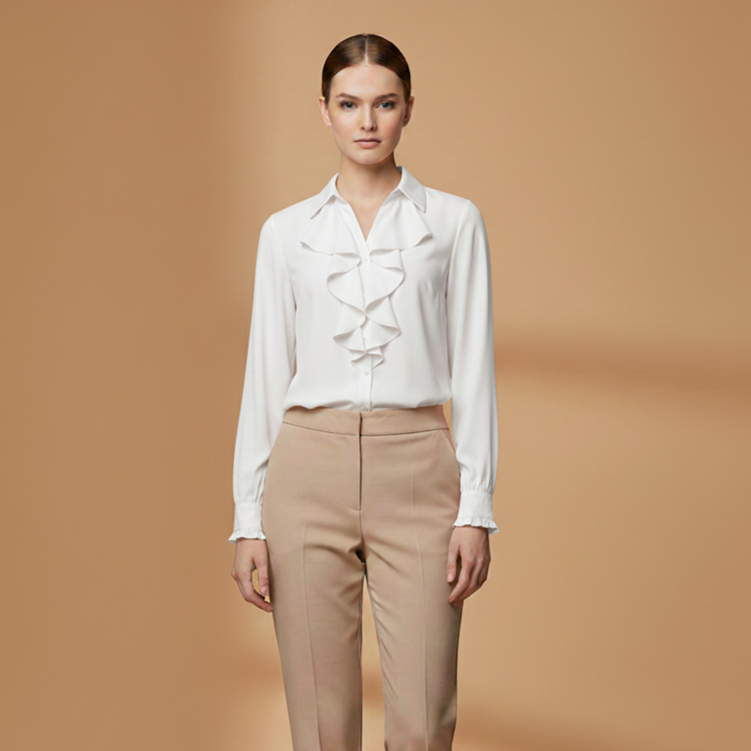 Katie | Women's Ruffle Front Chiffon Blouse