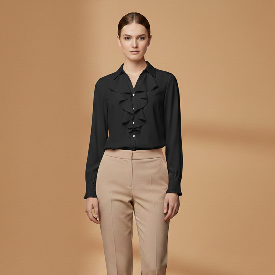 Katie | Women's Ruffle Front Chiffon Blouse