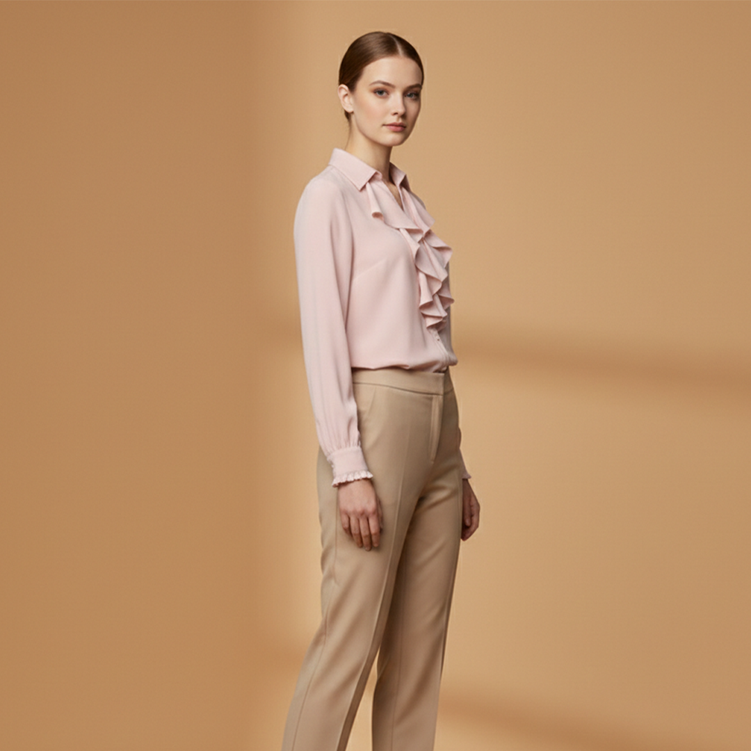 Katie | Women's Ruffle Front Chiffon Blouse