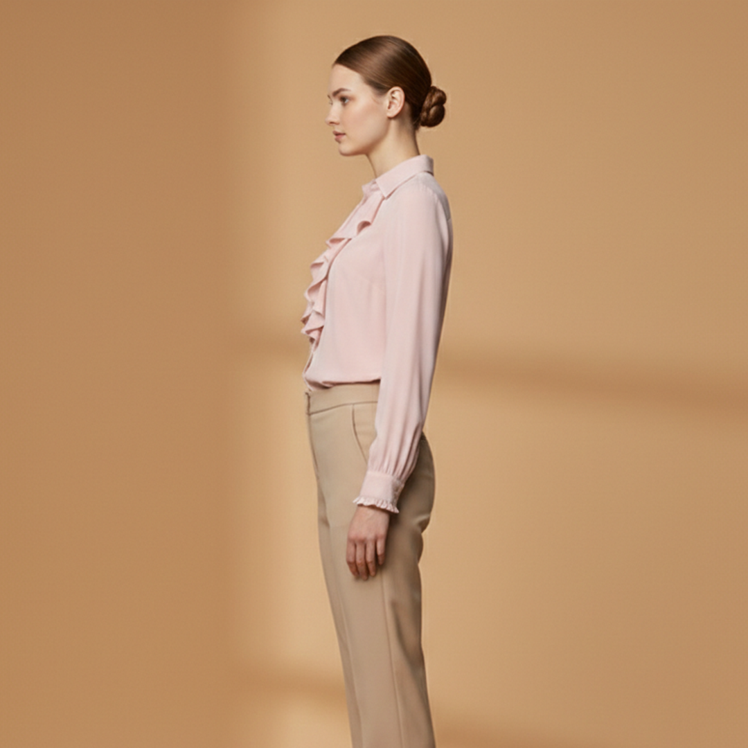 Katie | Women's Ruffle Front Chiffon Blouse