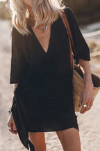 Lori | Women Wrap Mini Dress with Tie Waist and Short Sleeves