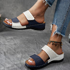 Faye | Women's Studded Double Strap Wedge Mule