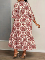 Jade | Women's Boho Damask Print Tiered Maxi Dress