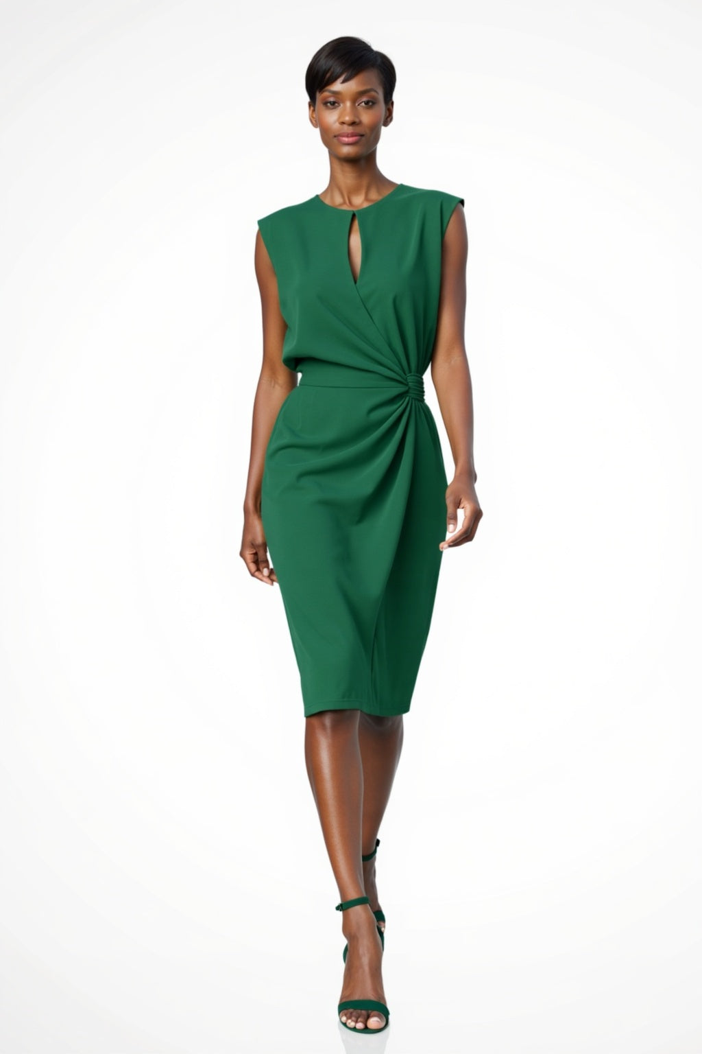 Seraphina | Women Gathered Tie Midi Dress with Short Sleeves
