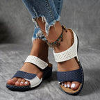 Faye | Women's Studded Double Strap Wedge Mule