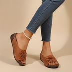 Flora | Women's Flower Detail Wedge Mule Sandal