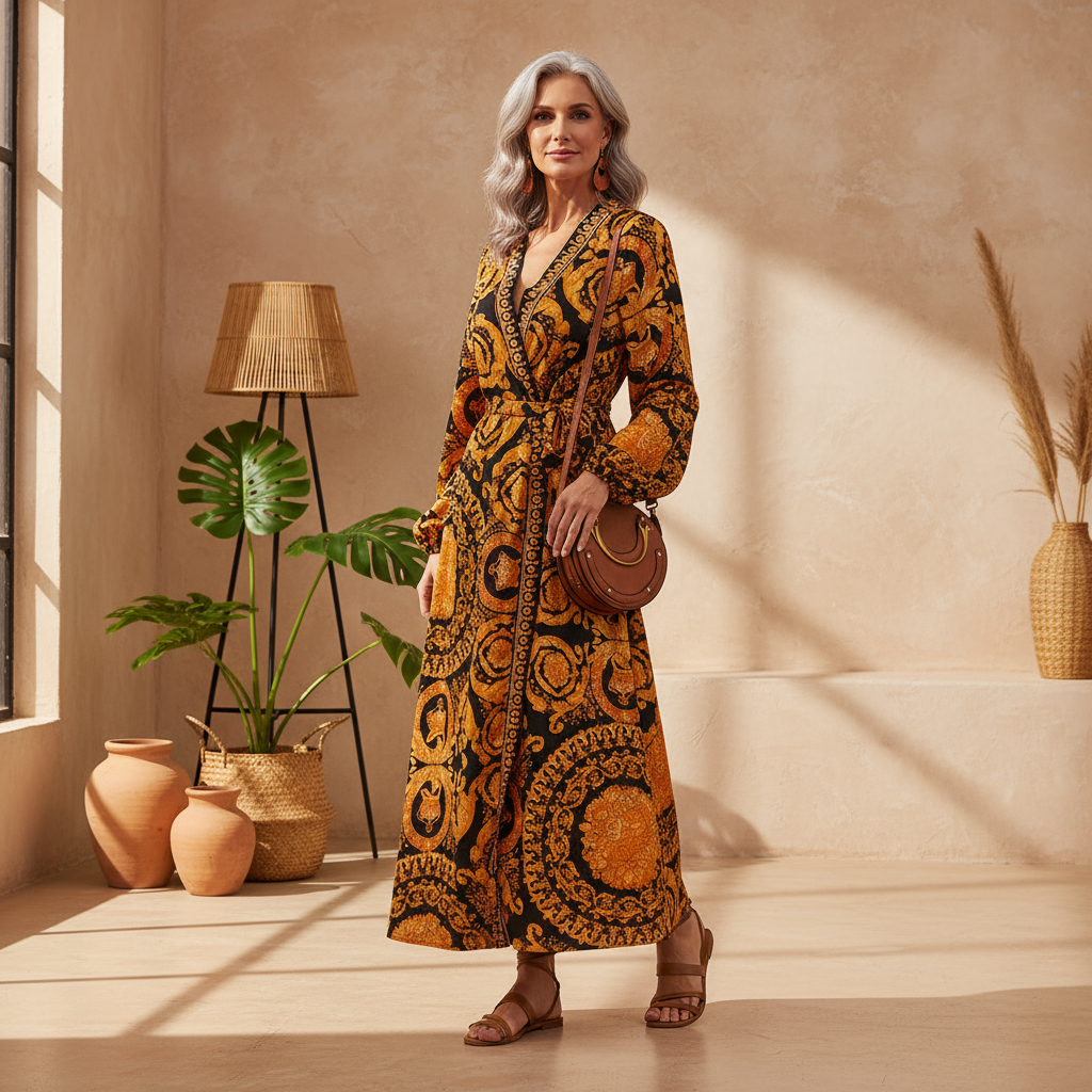 Amy | Women's Baroque Print Wrap Maxi Dress