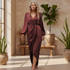 Ella | Women's Satin Twist-Front Maxi Dress