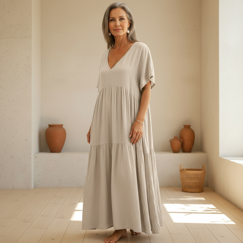 Rosie | Women's Relaxed Tiered Linen Maxi Dress