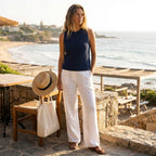 Phoebe | Women's Beige Sleeveless Crochet Knit Top