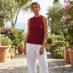 Phoebe | Women's Beige Sleeveless Crochet Knit Top