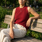 Phoebe | Women's Beige Sleeveless Crochet Knit Top