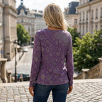 Rosalind | Women's Floral Print Long Sleeve Henley Top