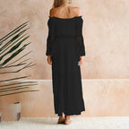 Katie | Women's Off-Shoulder Lace Sleeve Maxi Dress