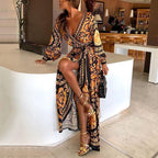 Amy | Women's Baroque Print Wrap Maxi Dress