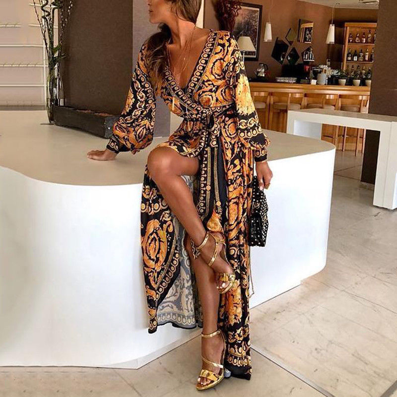 Amy | Women's Baroque Print Wrap Maxi Dress